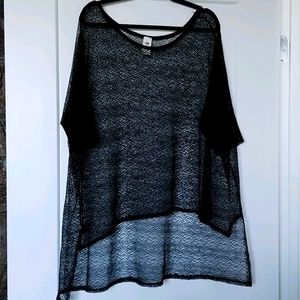 Freeloader Fishnet Black Tunic Top Short Sleeve Size M